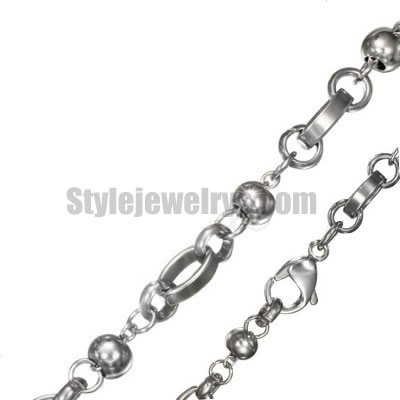 Stainless steel jewelry Chain 50cm - 55cm length Rolo ball oval chain necklace w/lobster 5mm ch360246 - Click Image to Close